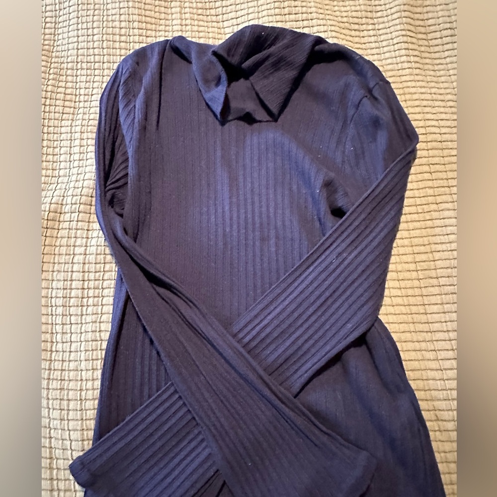 JCREW Navy Ribbed Long Sleeve Top